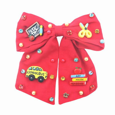 Poppyland Girls Hair Bow - BACK TO SCHOOL | HONEYPIEKIDS