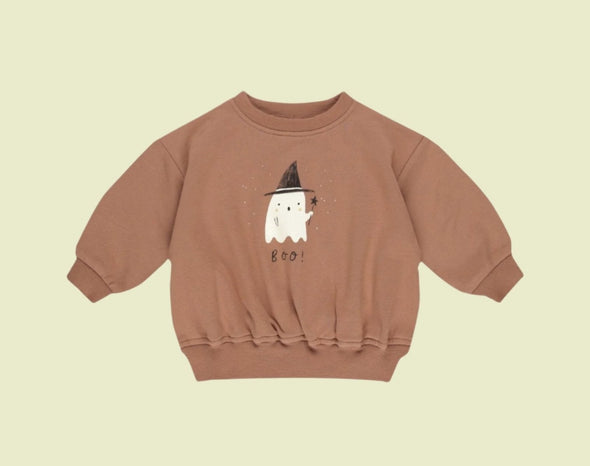 Quincy Mae Halloween BOO Relaxed Fleece Sweatshirt | HONEYPIEKIDS.COM