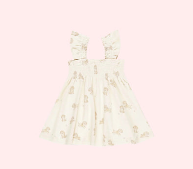 Quincy Mae Smocked Jersey Dress - PUPPIES | HONEYPIEKIDS