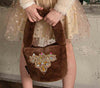 Sandy Faux Fur Jeweled Patch Purse in Oak Brown | HONEYPIEKIDS