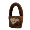 Sandy Faux Fur Jeweled Patch Purse in Oak Brown | HONEYPIEKIDS