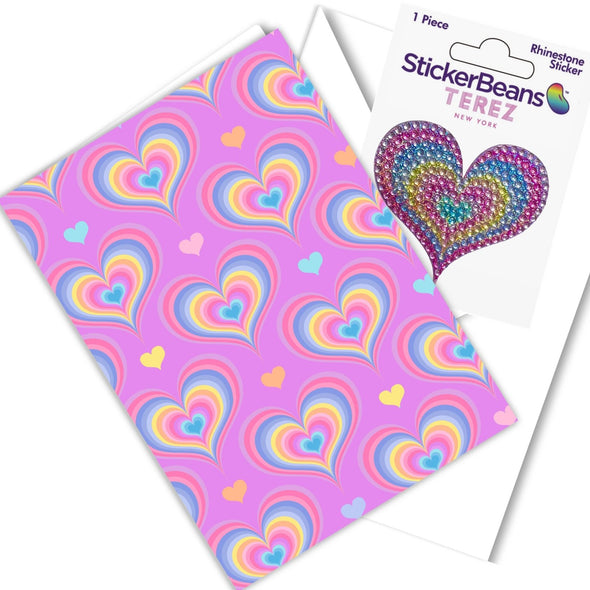 StickerBeans TEREZ GROOVY HEART Greeting Card and Sticker Set  | HONEYPIEKIDS 