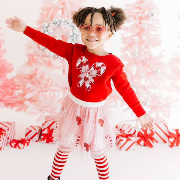 Sweet Wink Candy Cane Patch Christmas Sweatshirt | HONEYPIEKIDS