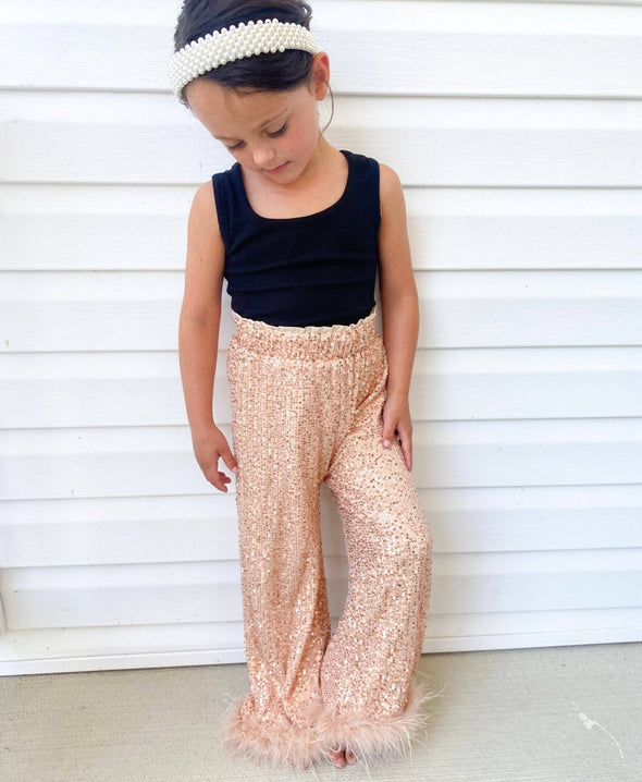 Three Wildflower Designs - Champagne Sequins Feather Pants