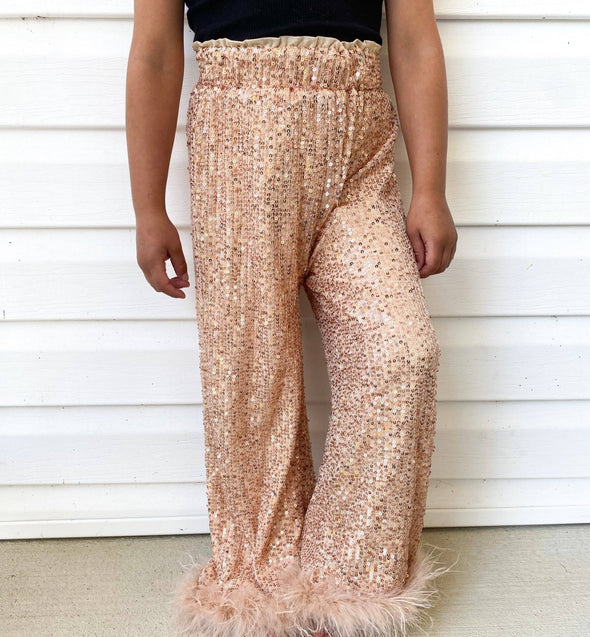 Three Wildflower Designs - Champagne Sequins Feather Pants