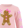 Girls Pink Gingerbread Patched Holiday Crewneck | HONEYPIEKIDS