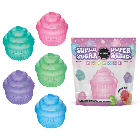 Top Trenz Inc - Super Duper Sugar Squisher Toy - Sprinkle Filled Cupcakes