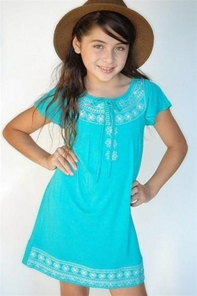 flutter sleeve girls dress w/embroidery | HONEYPIEKIDS | Kids Boutique Clothing