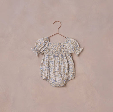 Noralee Baby Hazel Romper in Blue Garden | HONEYPIEKIDS