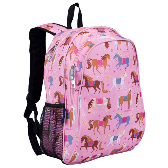 Girls 15 Inch Pink Horses School Backpack | HONEYPIEKIDS | Kids Boutique 