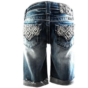 Miss Me Girls Indian Decoration Bermuda Jeans | HONEYPIEKIDS | Kids Boutique Clothing