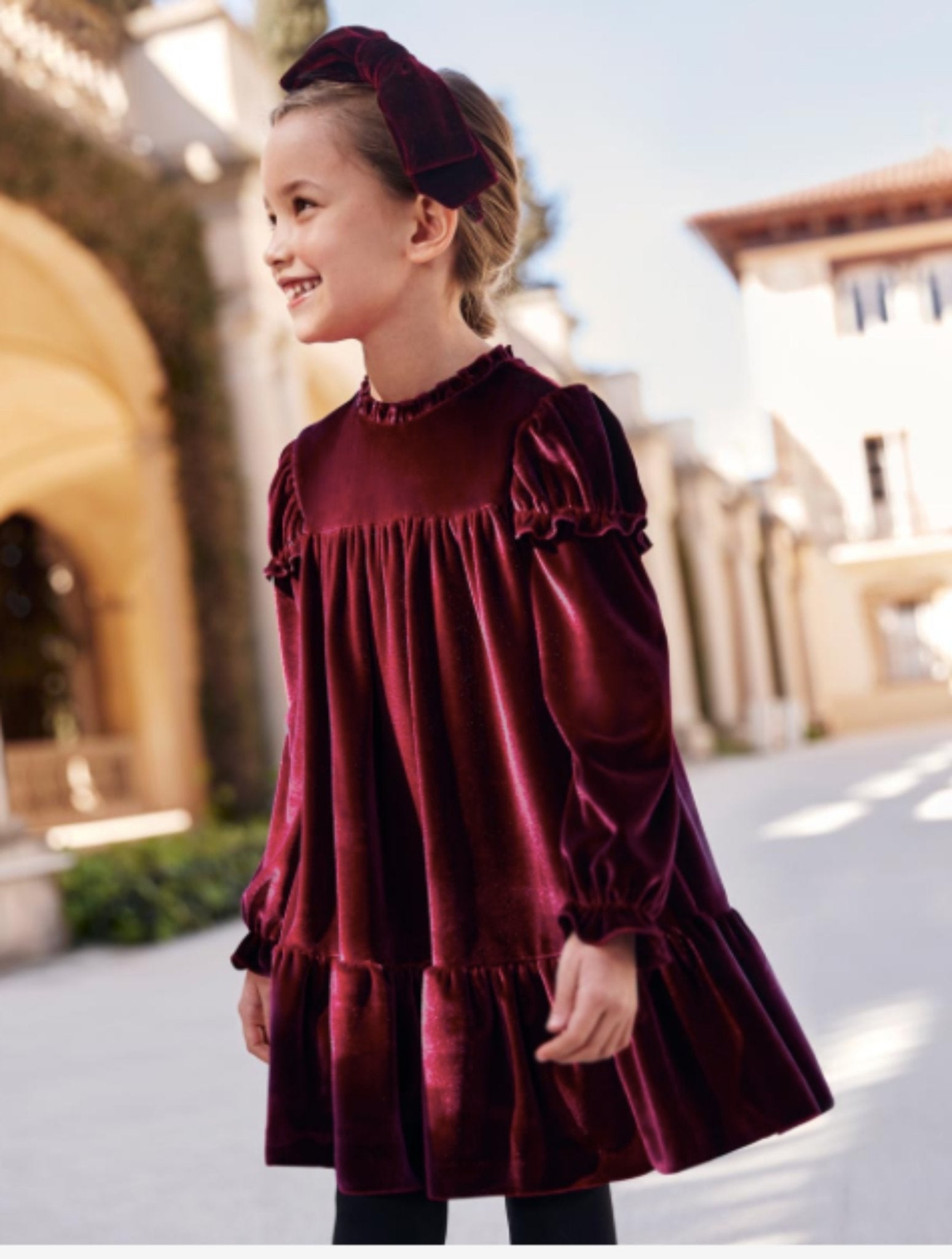 Abel Lula Girls Blackberry Velvet Dress