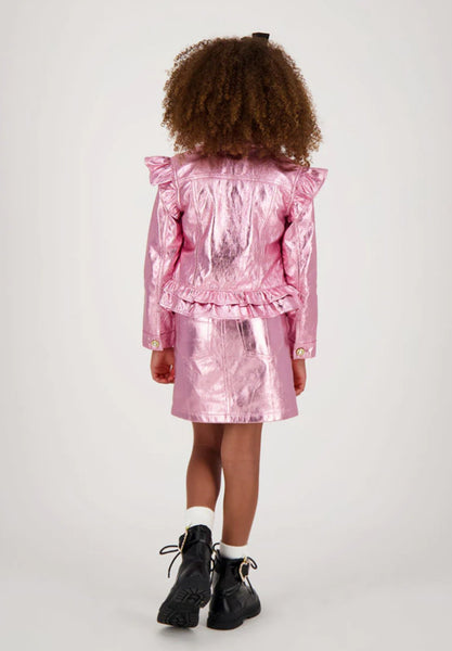 Bimbalo Girls Pink Coat With Ruffles With Bows