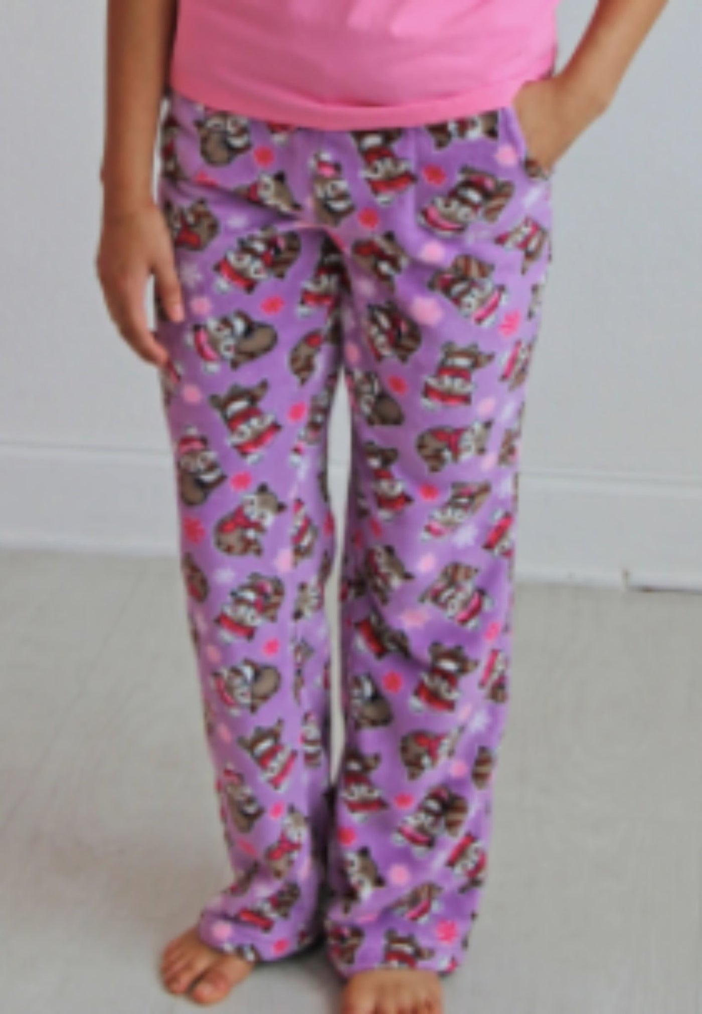 Candy Pink Girls Fleece Pajama Pants in Donut Dreams Pattern