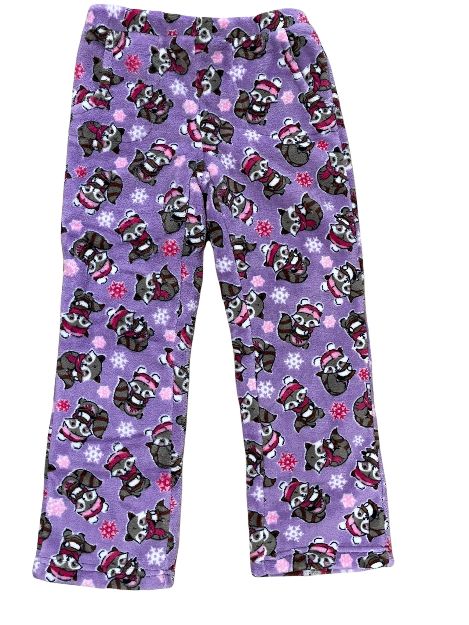 Candy Pink Fleece Pajama Bottoms in Popcorn and a Movie Pattern