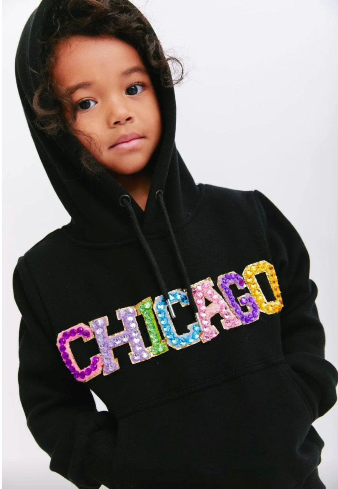 Lola and The Boys Girls Black Gem CHICAGO Hoodie