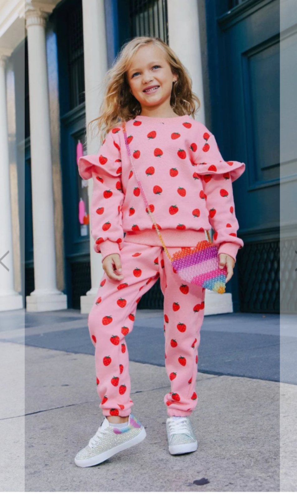 Lola and The Boys Strawberry Ruffle Jogger Set HONEYPIEKIDS