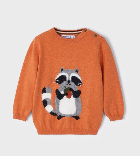Mayoral Baby & Toddler Boys Orange Happy Raccoon Sweater