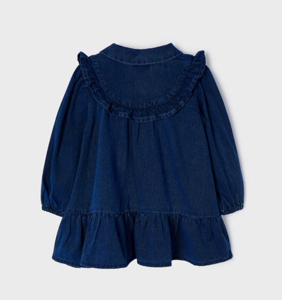 Toddler Girls Graphic Print Denim Shirt Dress - Medium Wash