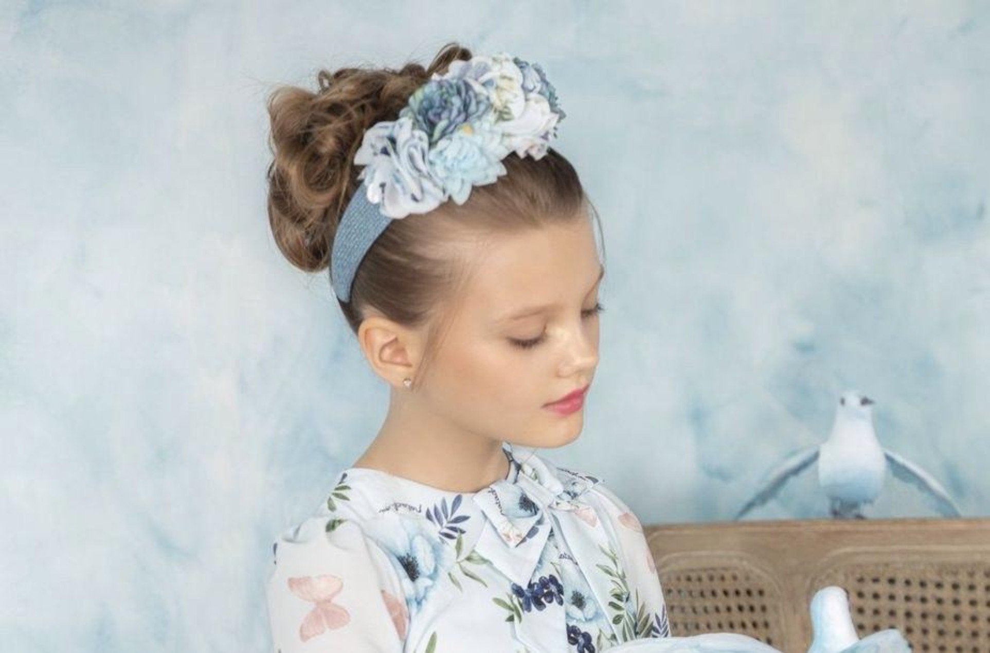 Patachou Girls Blue Flower Headband