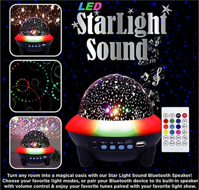 Starlight Sounds Wireless Bluetooth Speaker with LED Night Light Star Projector | HONEYPIEKIDS |